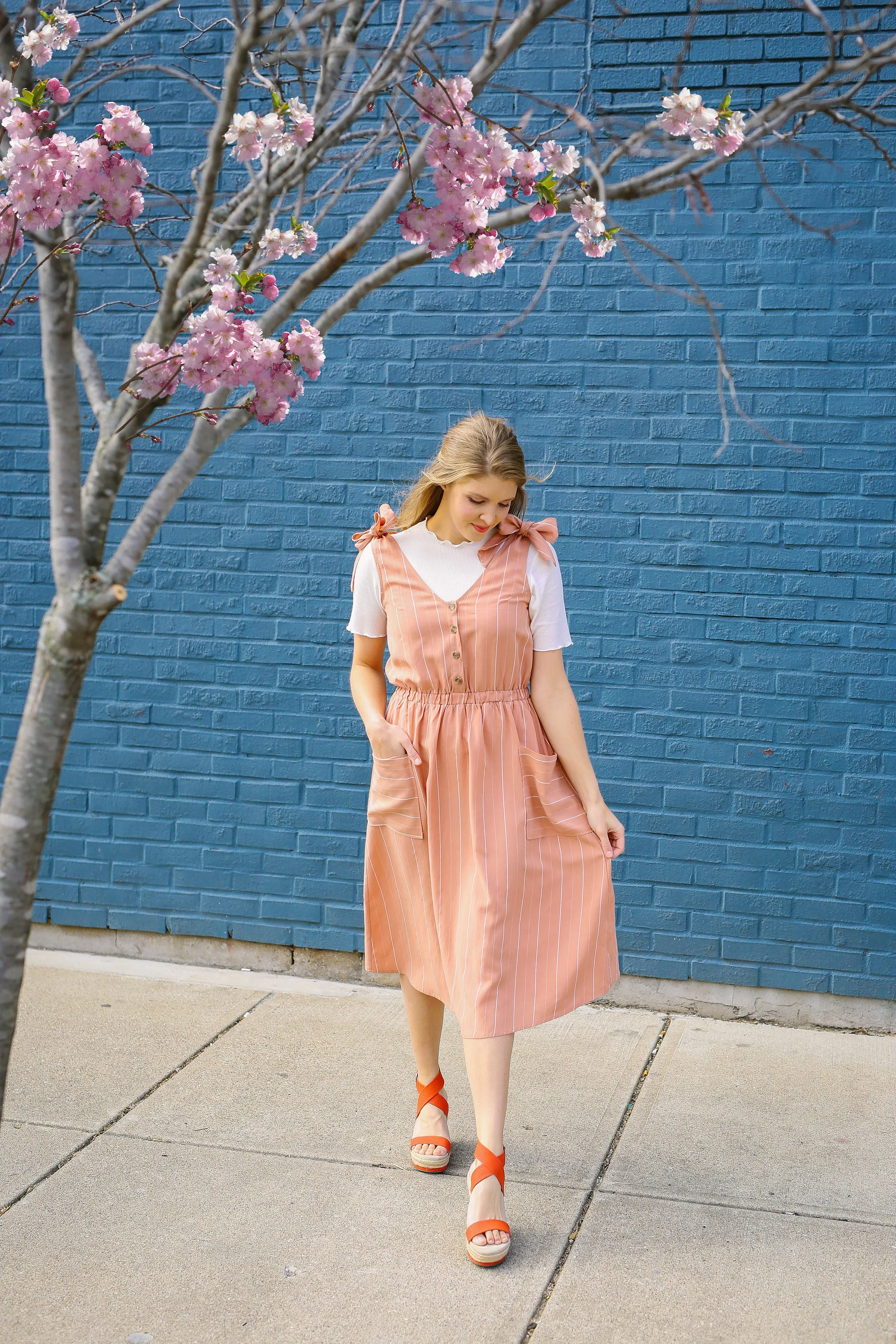 Just Peachy Overall Dress