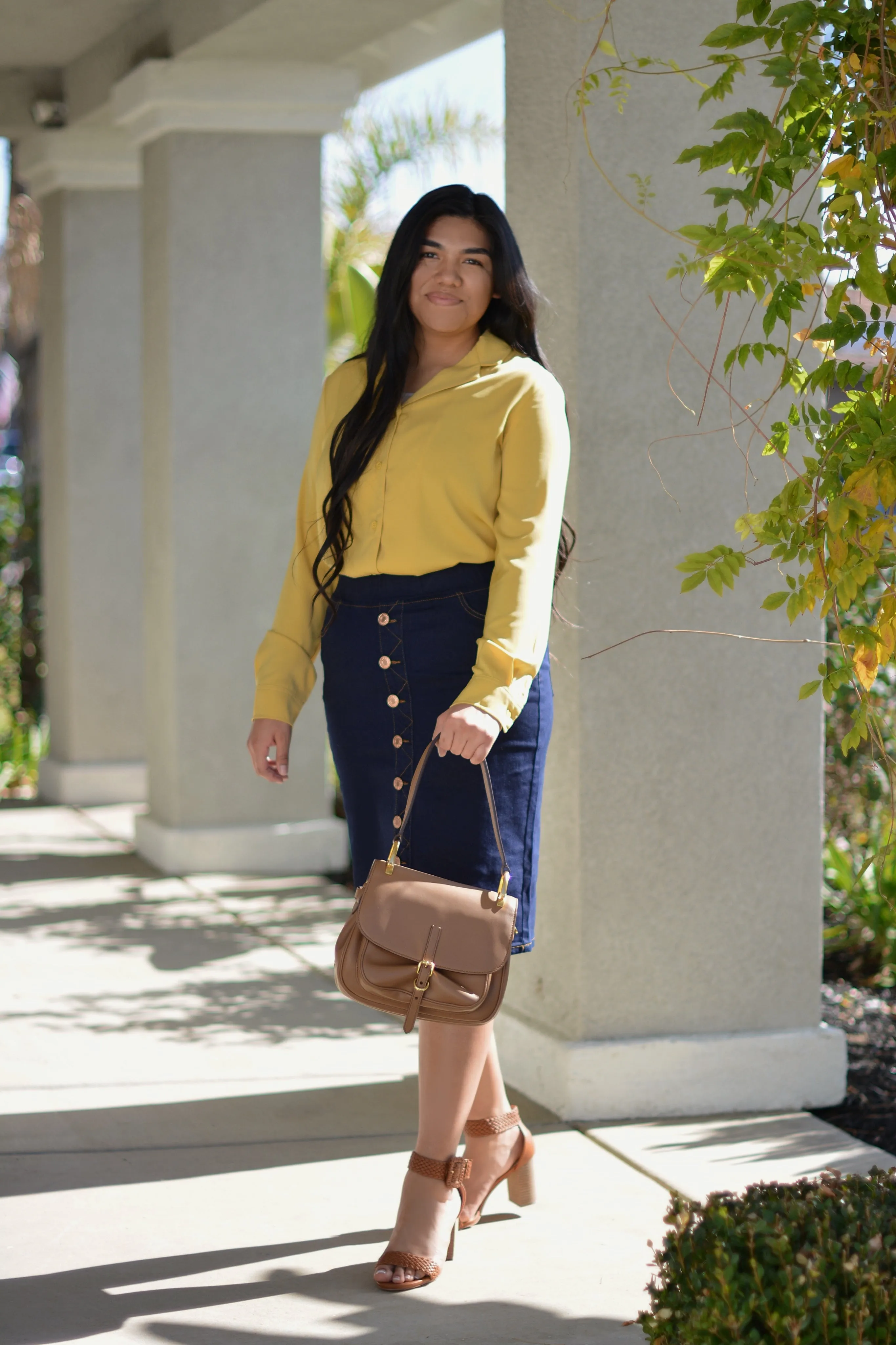 Justine Dark Denim Faux Buttoned Skirt