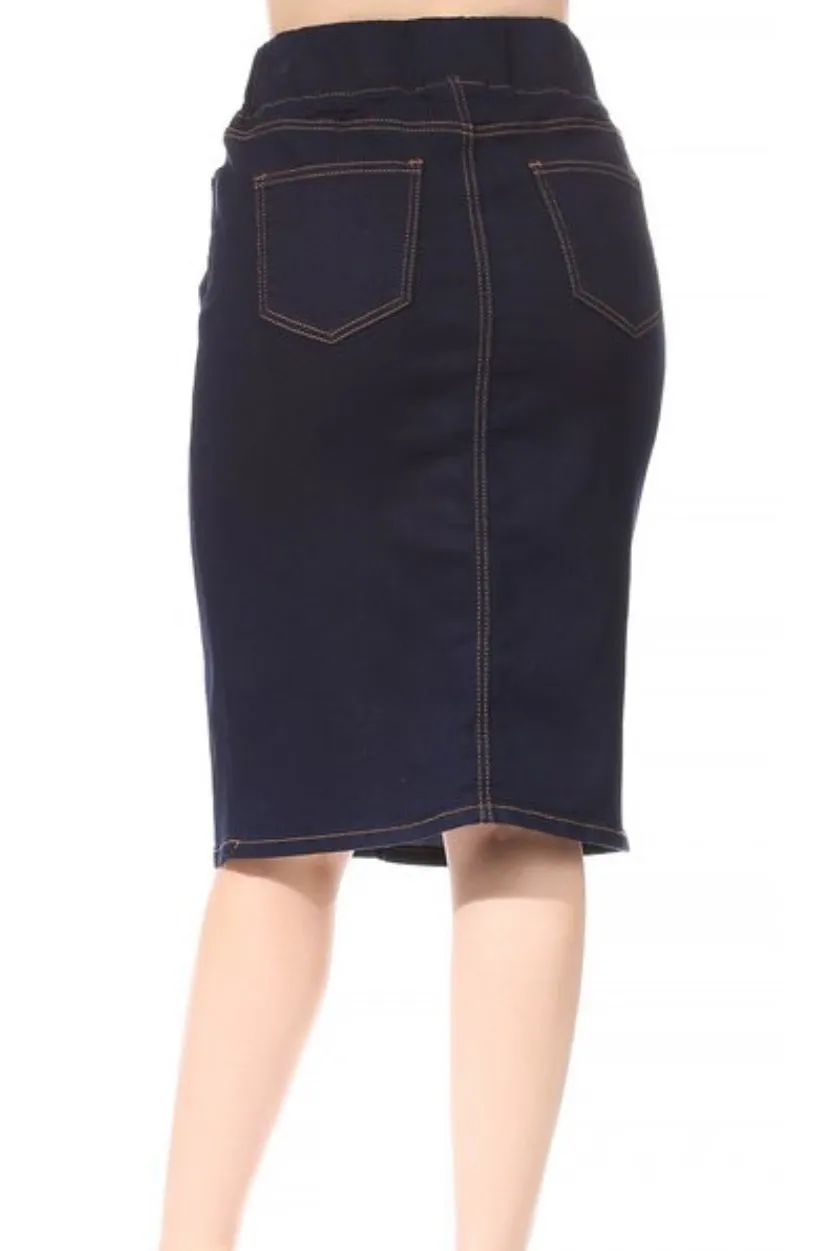 Justine Dark Denim Faux Buttoned Skirt