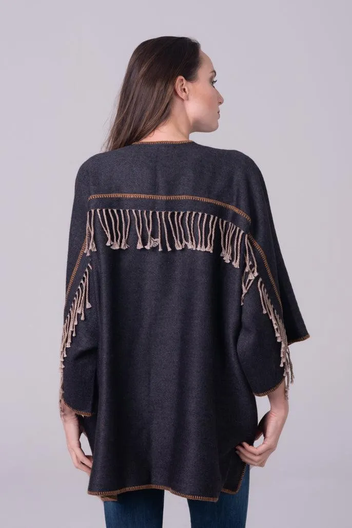 Kimono gris con filo camel de Alpaca Blend
