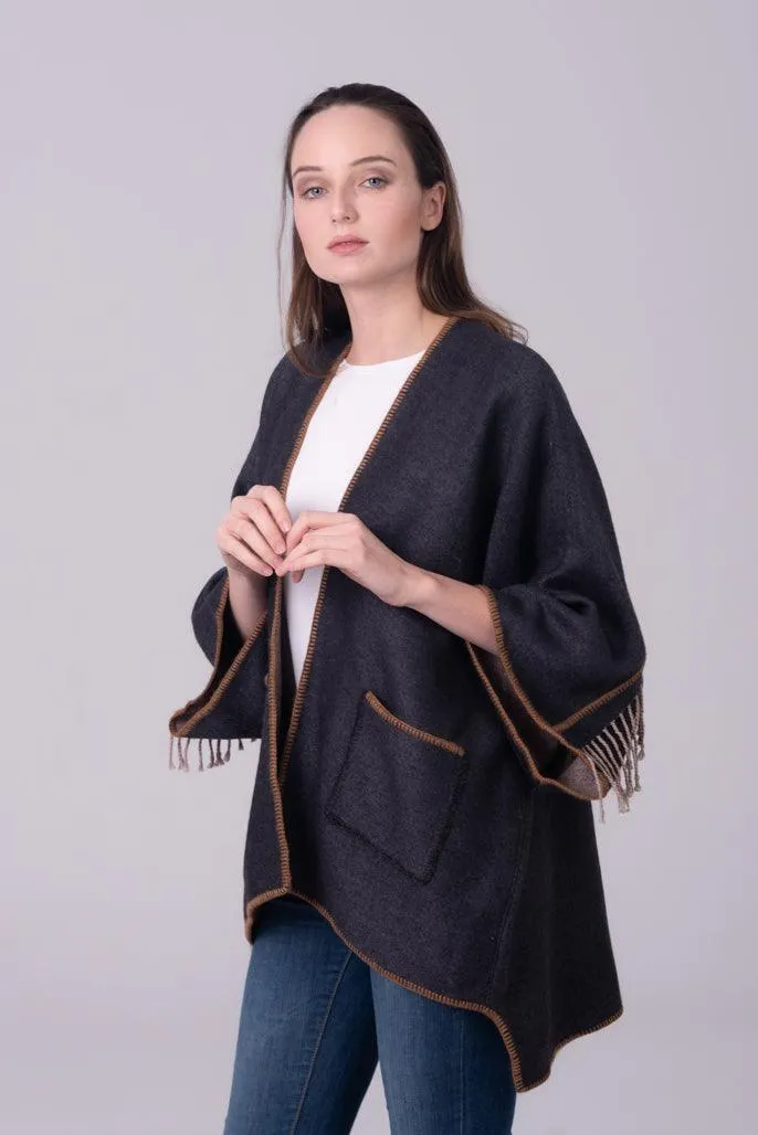 Kimono gris con filo camel de Alpaca Blend