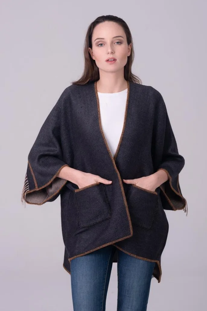 Kimono gris con filo camel de Alpaca Blend