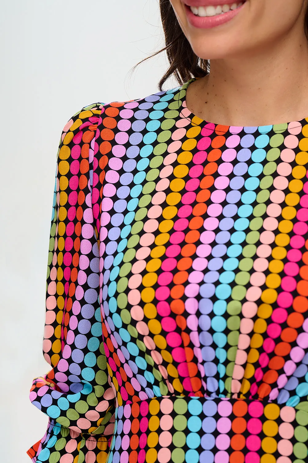 Lorelei Mini Dress - Black, Rainbow Circles