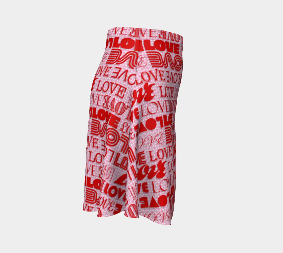 Love Print Flare Skirt