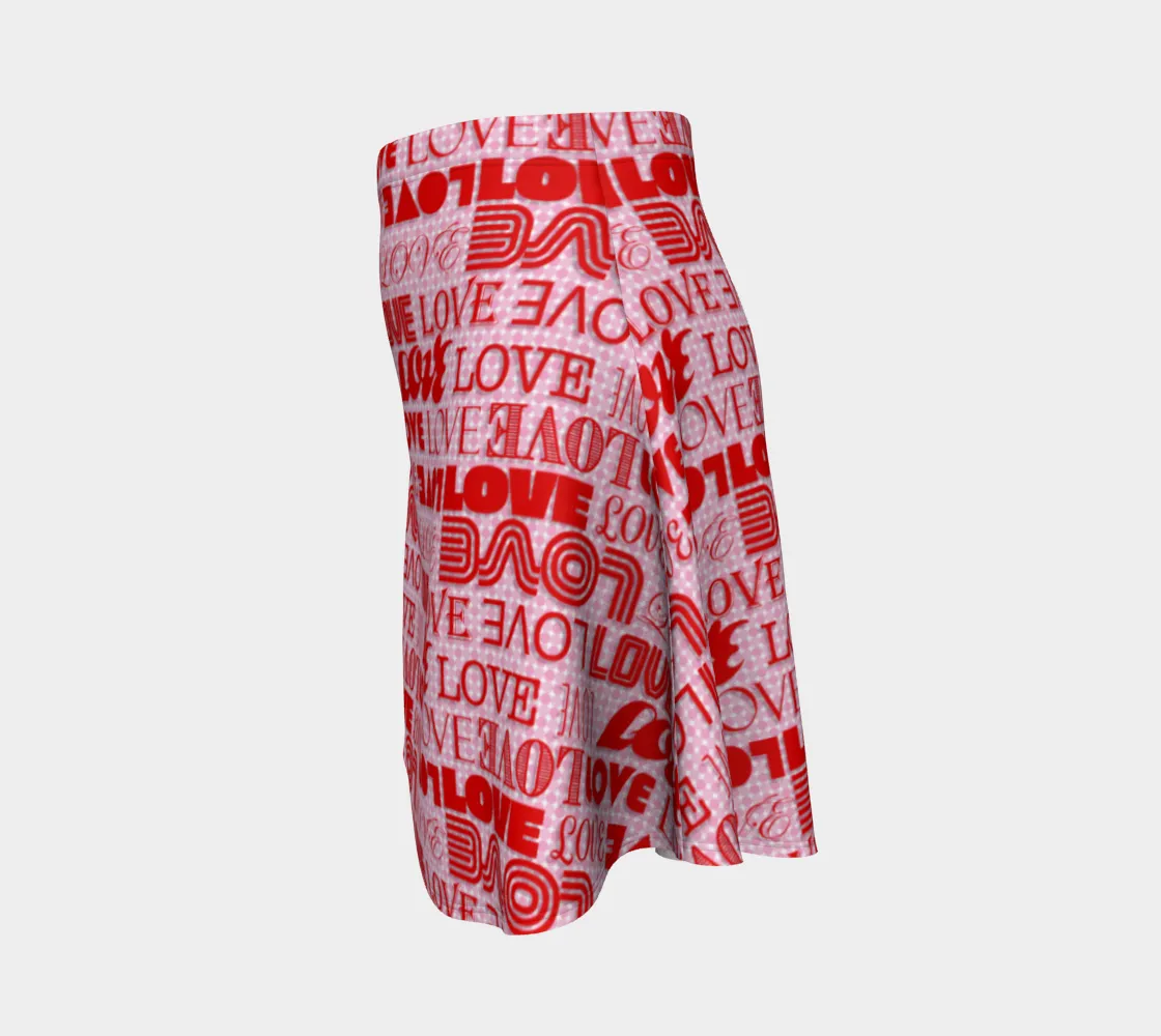 Love Print Flare Skirt