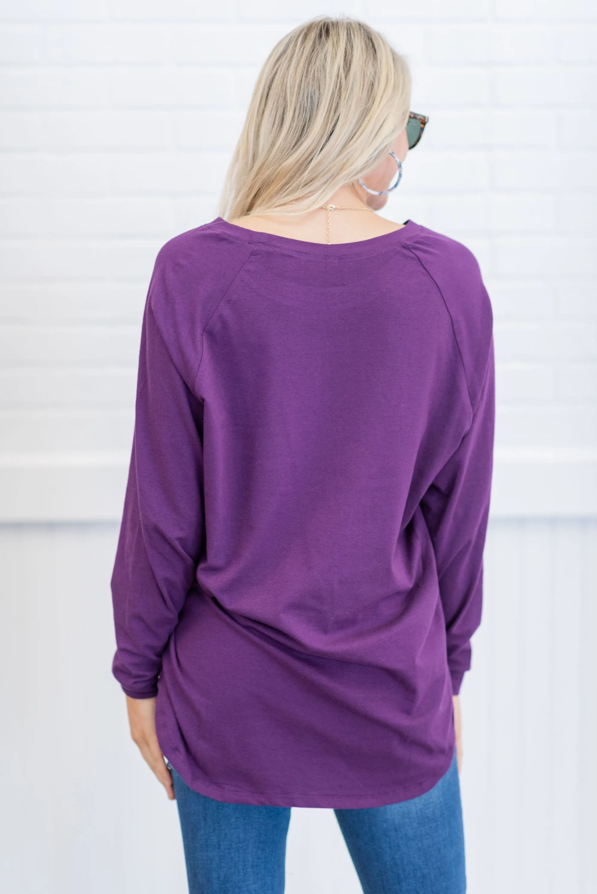Mama Tired Eggplant Purple Graphic Tunic