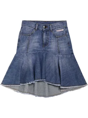 Marni Junior   Light denim asymmetric mini skirt 