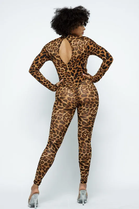 Mesh Leopard Bodysuit Set