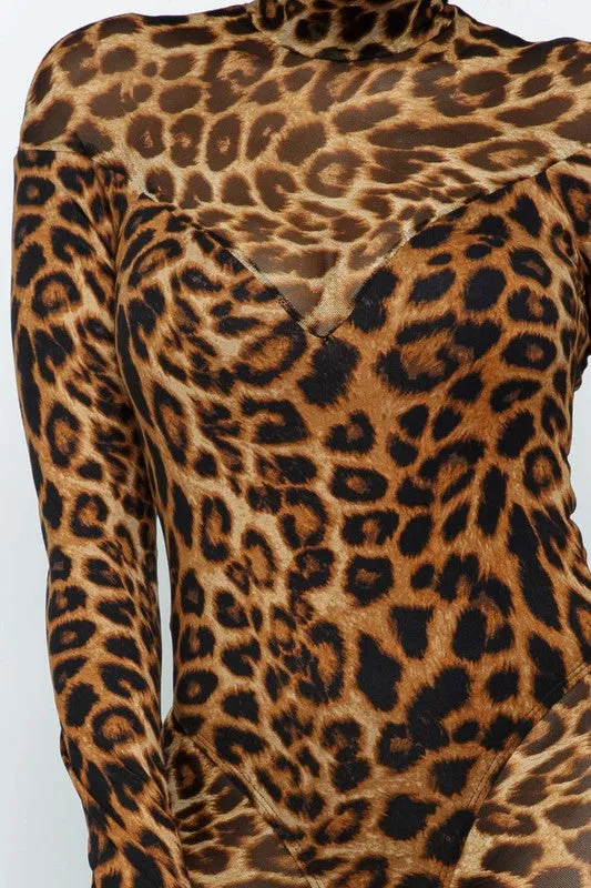 Mesh Leopard Bodysuit Set