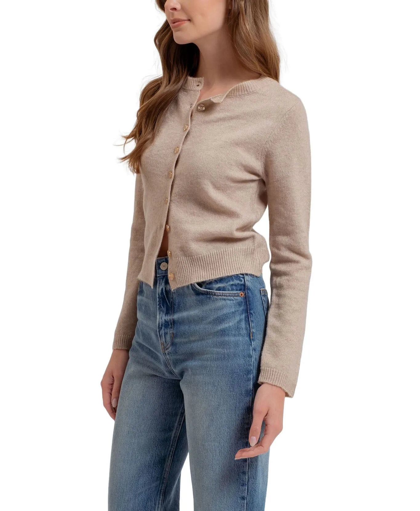 Moonbeam Round Neck Button Cardi