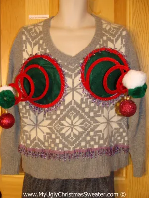 Naughty Tacky 3D Ugly Christmas Sweater Springy Funny Fringe (r16)