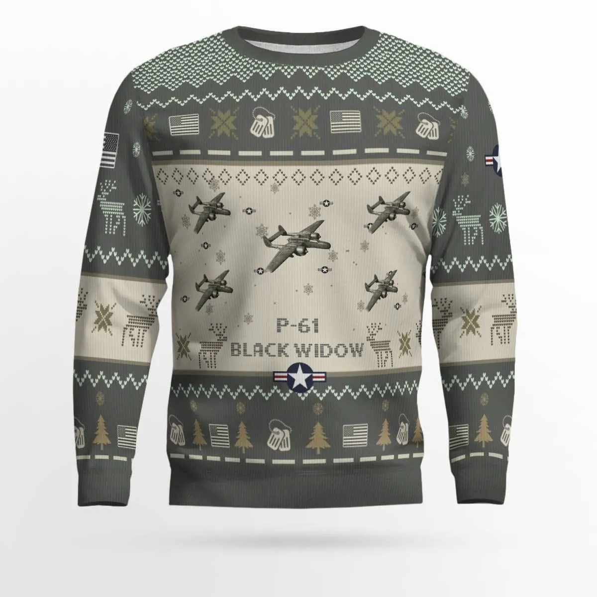 P-61 Black Widow P61_Aircraft Ugly Sweater, Ugly Sweater Christmas Shirt for Men Dad Veteran