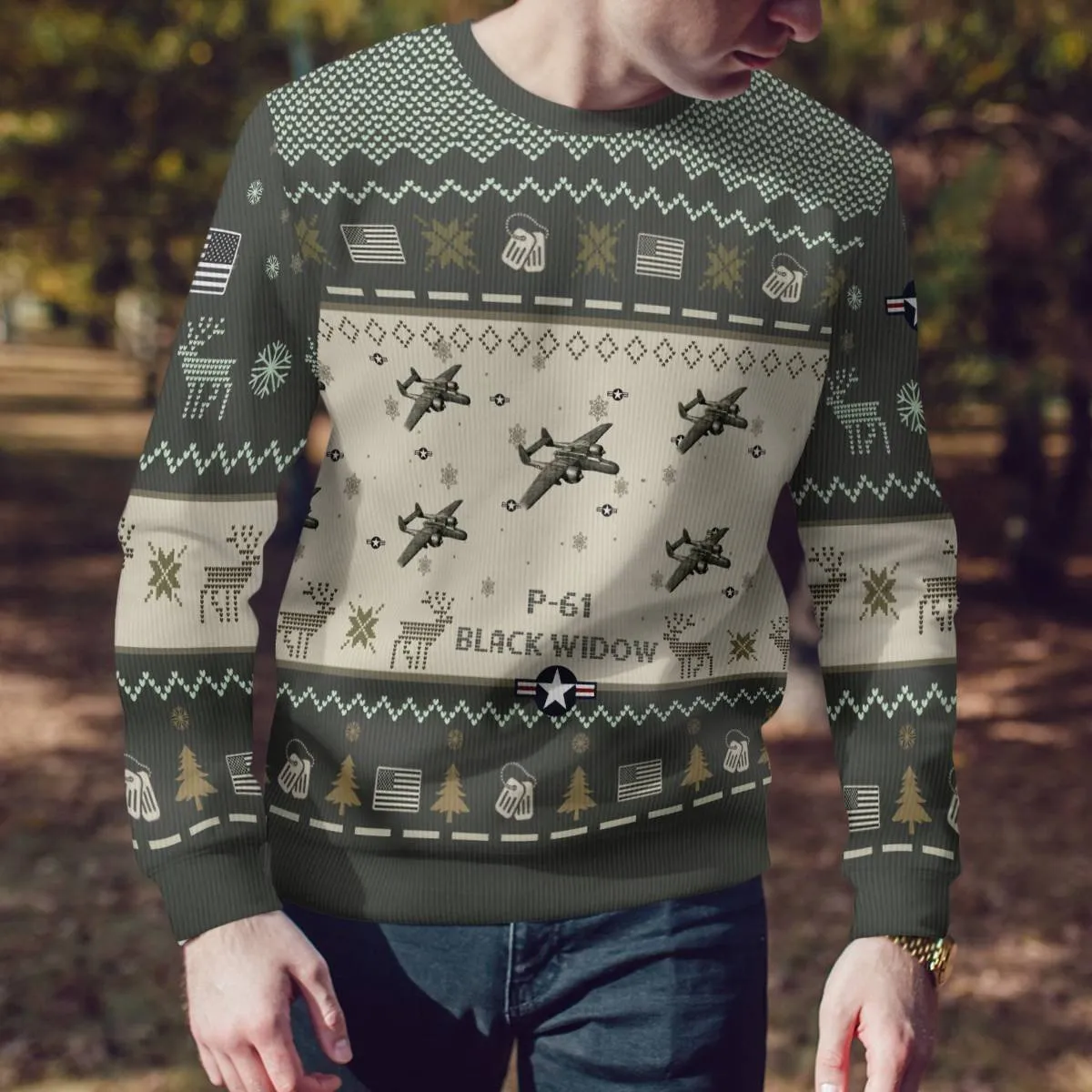 P-61 Black Widow P61_Aircraft Ugly Sweater, Ugly Sweater Christmas Shirt for Men Dad Veteran