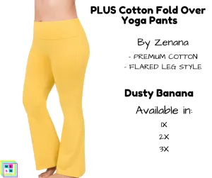 PLUS Cotton Fold Over Yoga Pants - Dusty Banana