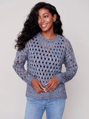 Plush Net Stitch Sweater - Denim