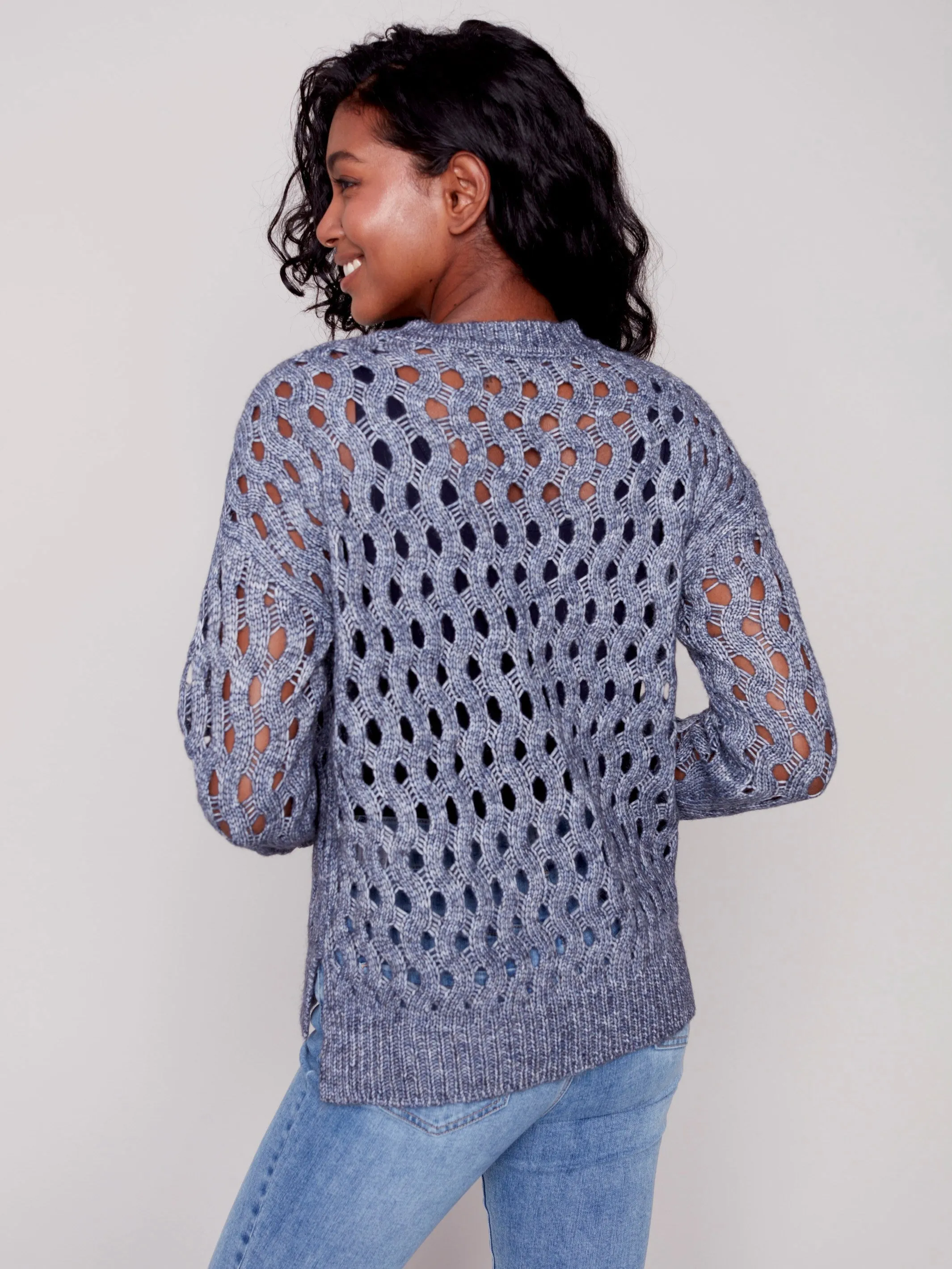 Plush Net Stitch Sweater - Denim
