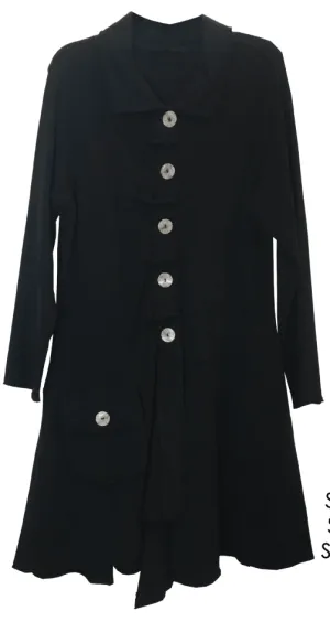 Raw Edge Pleat Placket Coat