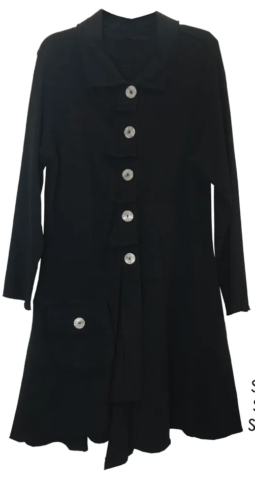 Raw Edge Pleat Placket Coat