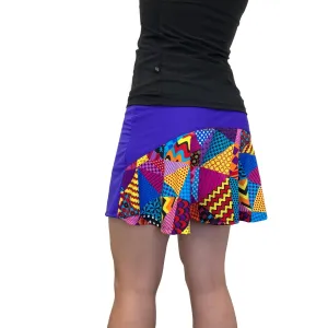SALE XS Only - Purple and Patch Work Athletic Flutter Golf, Running, Tennis Skort w/ pockets- Golf Skirt