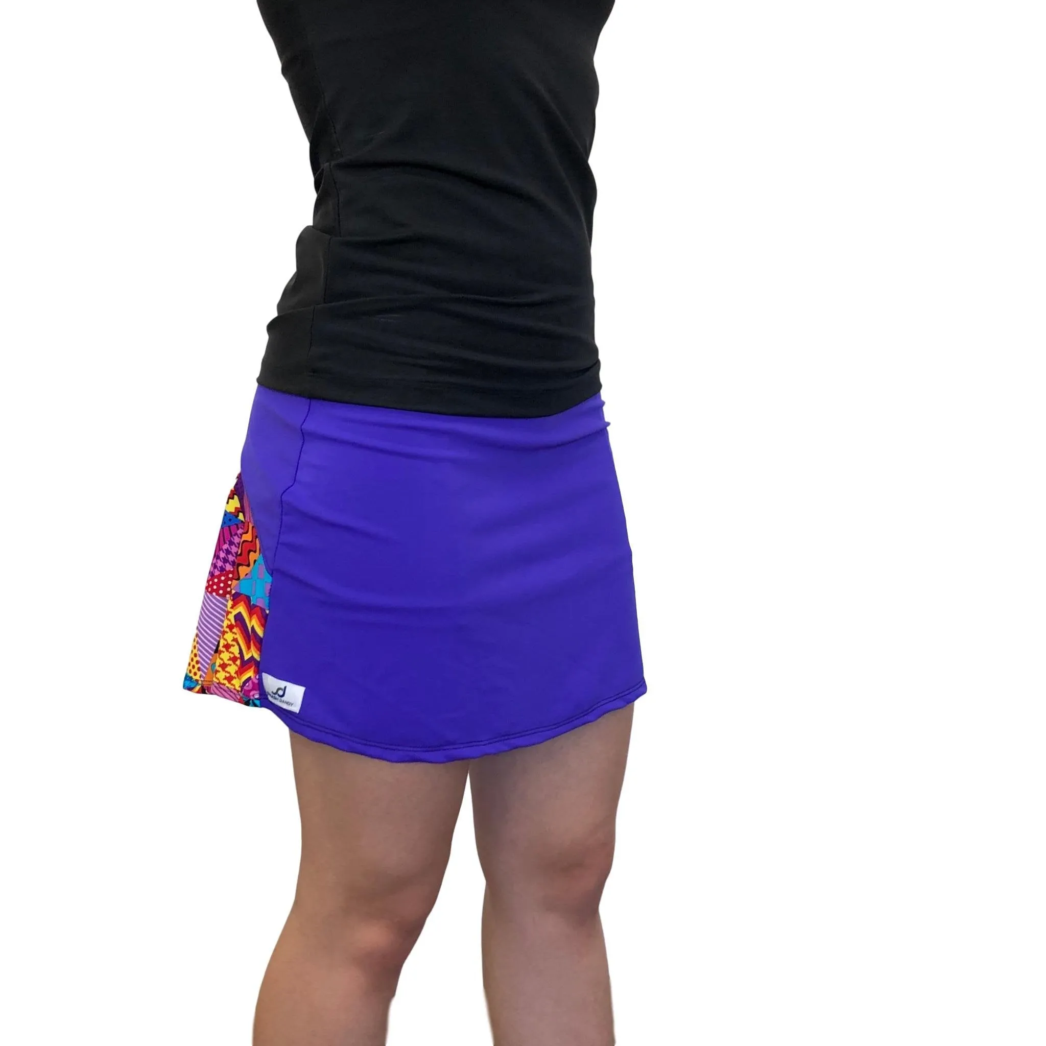 SALE XS Only - Purple and Patch Work Athletic Flutter Golf, Running, Tennis Skort w/ pockets- Golf Skirt