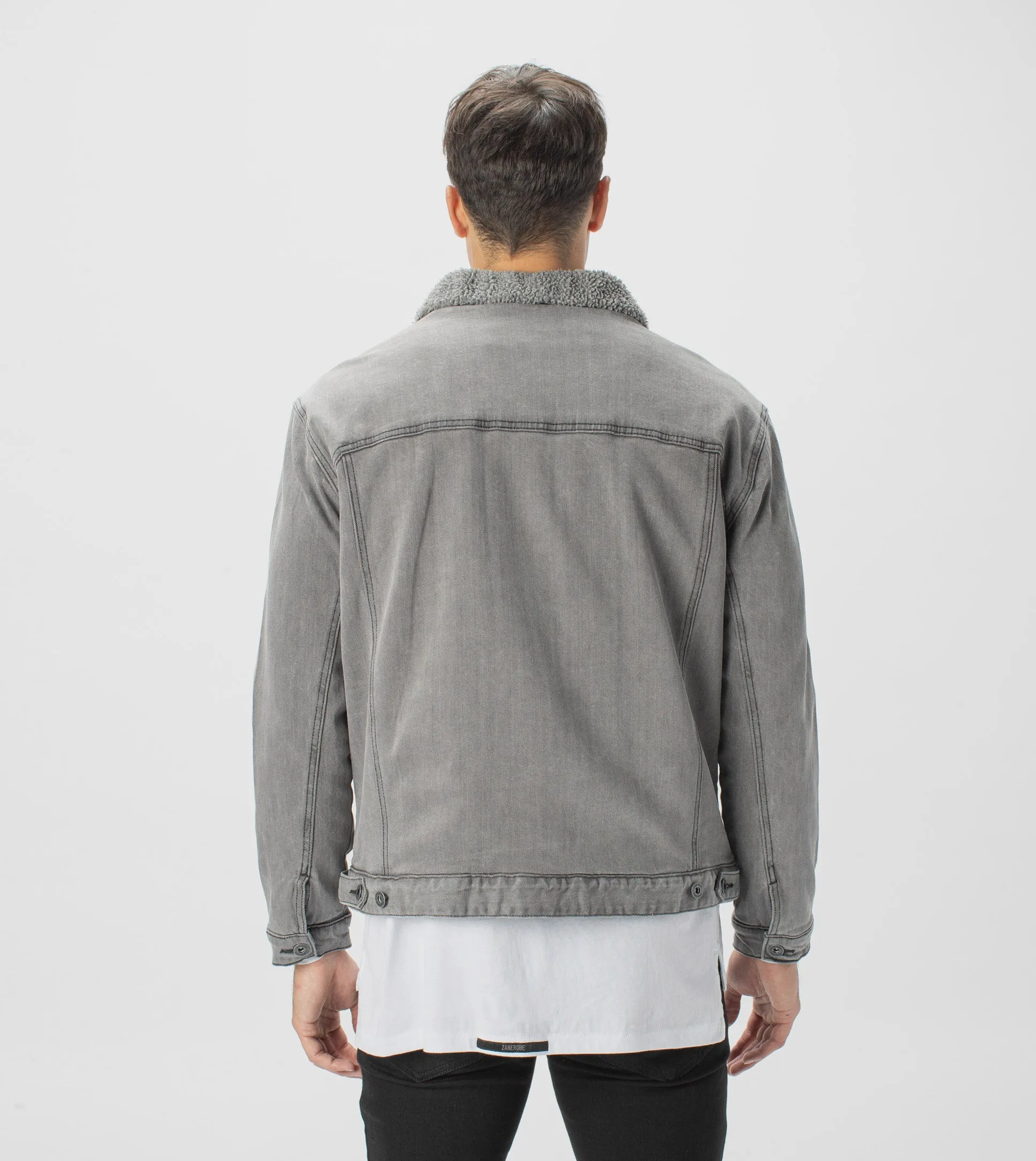Sherpa Denim Jacket Grey