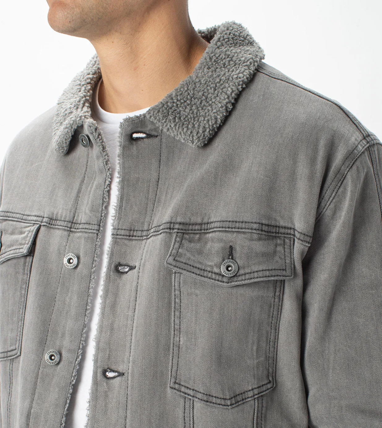 Sherpa Denim Jacket Grey