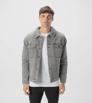 Sherpa Denim Jacket Grey