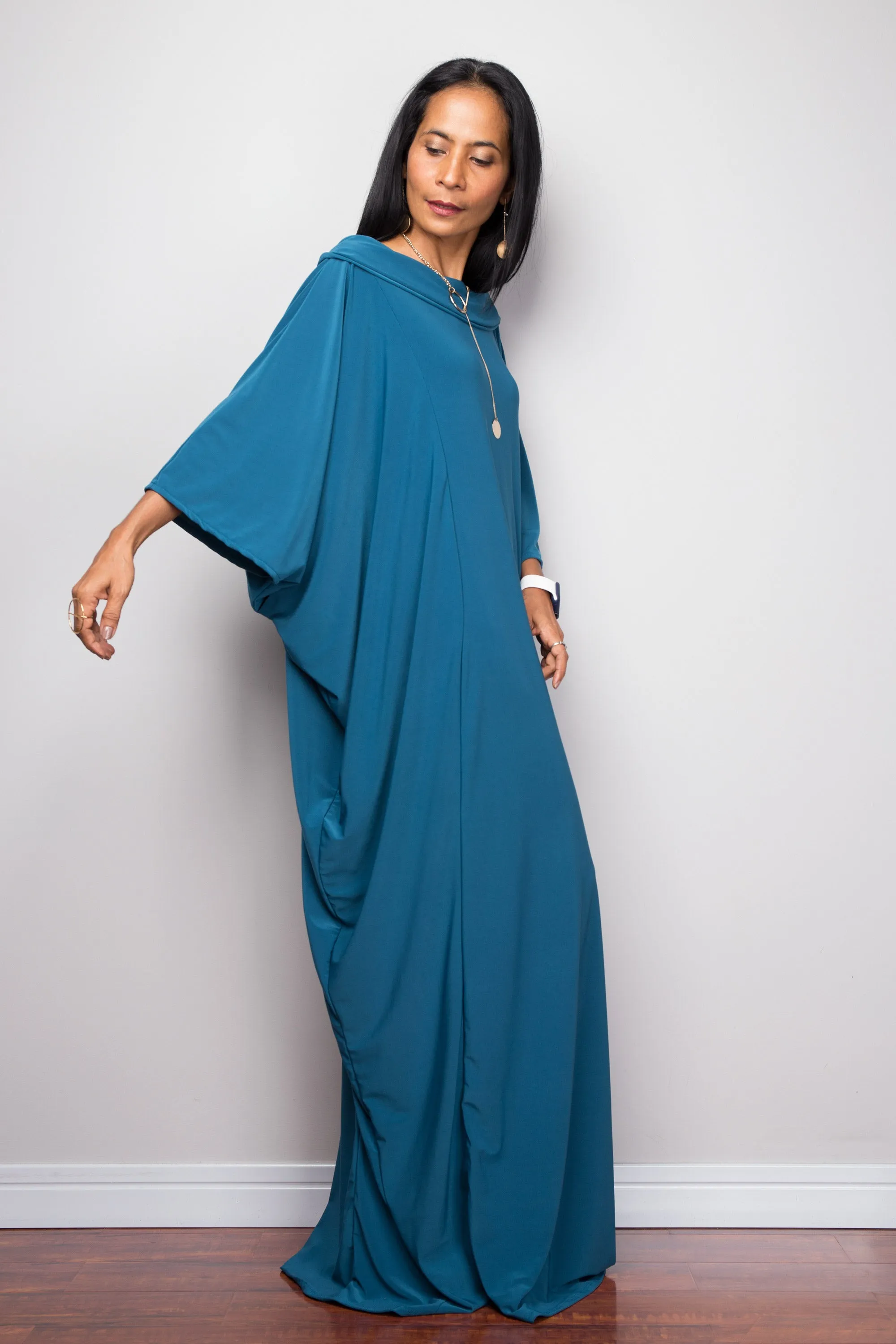 Teal Green Modest Kaftan Dress