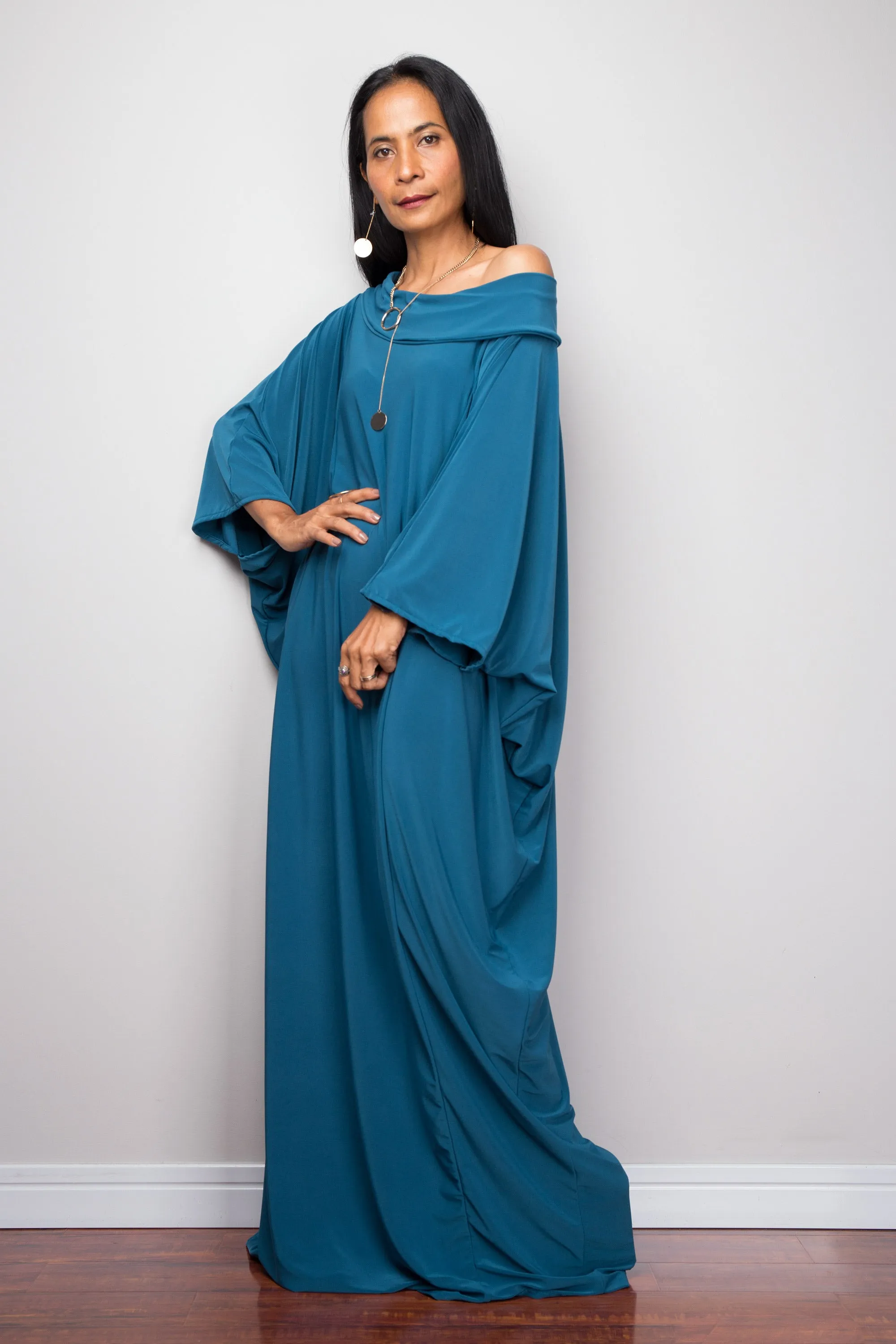Teal Green Modest Kaftan Dress