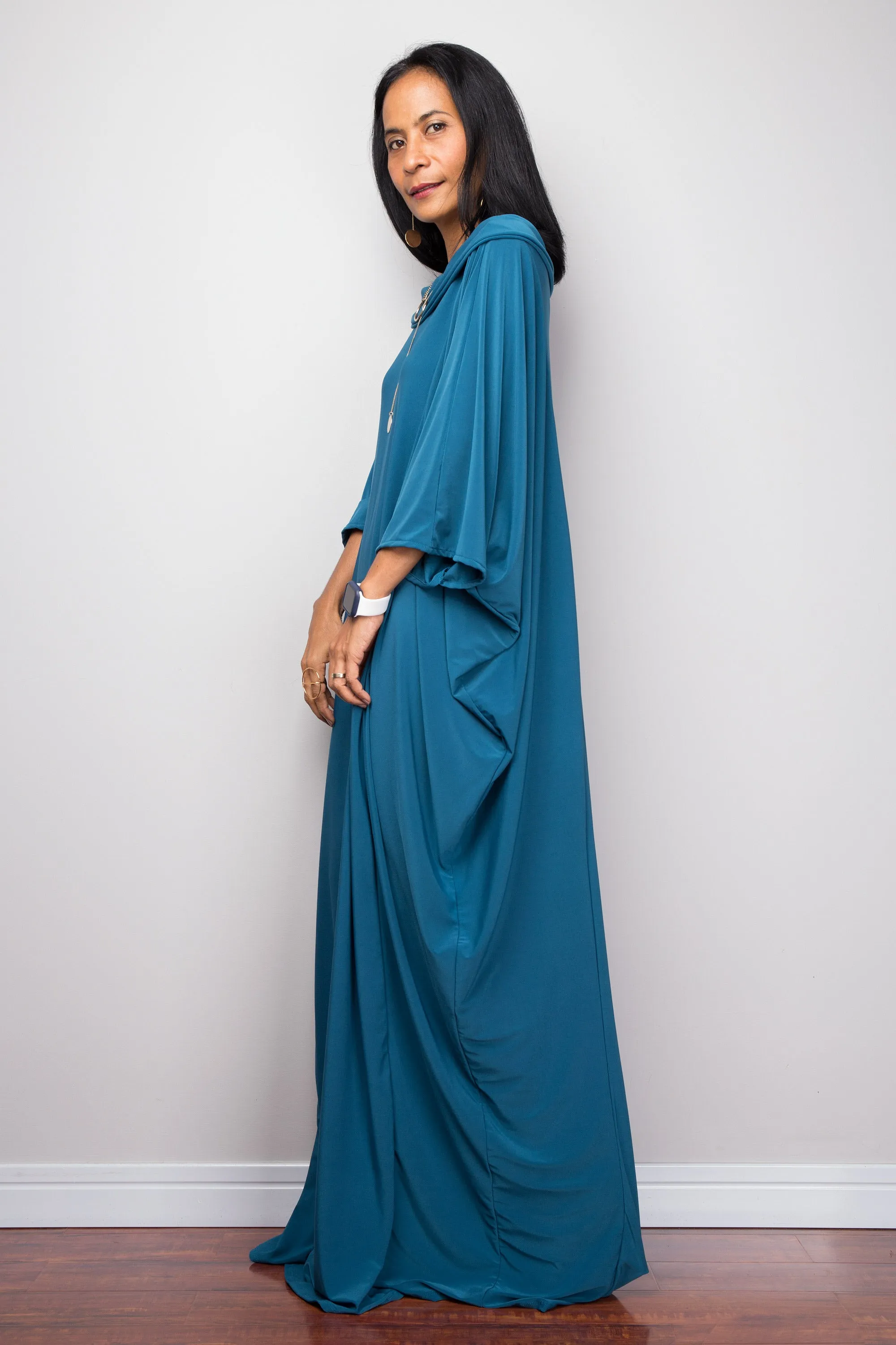 Teal Green Modest Kaftan Dress