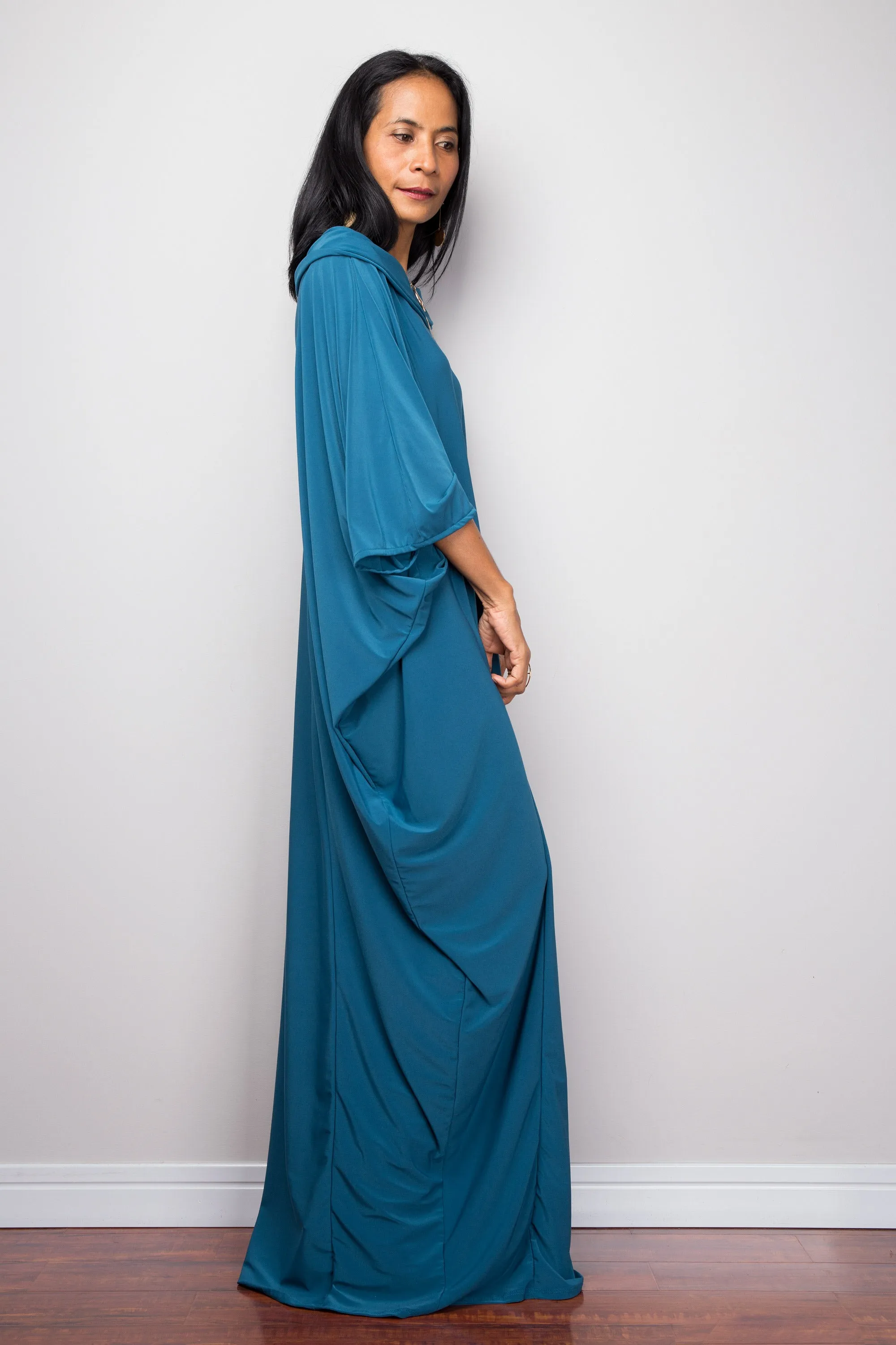 Teal Green Modest Kaftan Dress