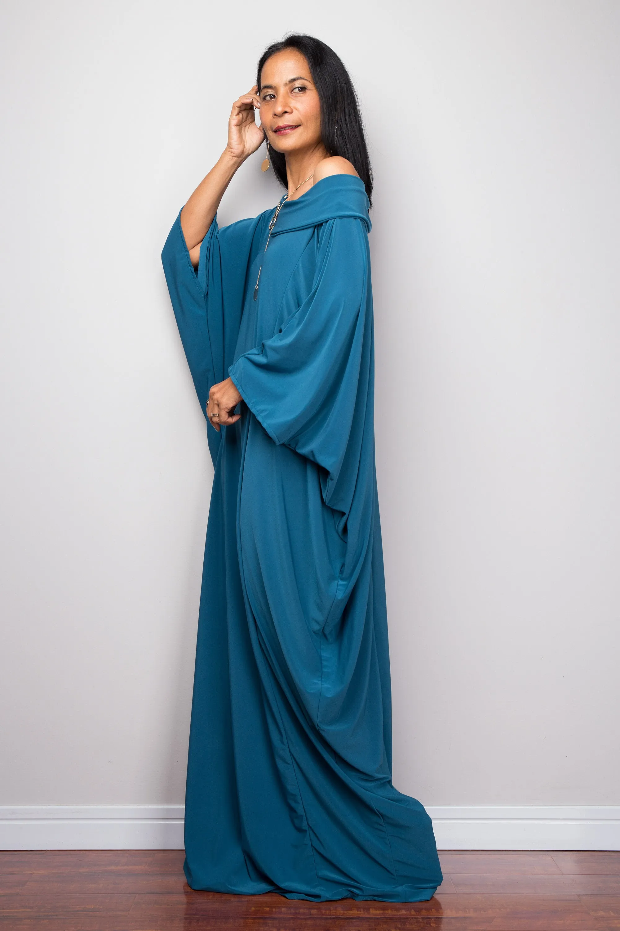 Teal Green Modest Kaftan Dress