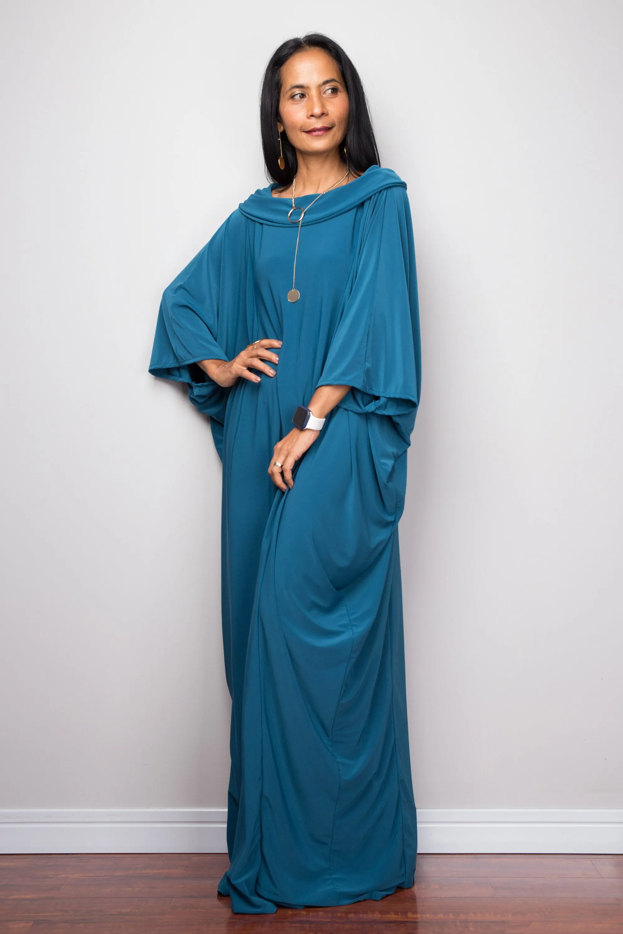 Teal Green Modest Kaftan Dress