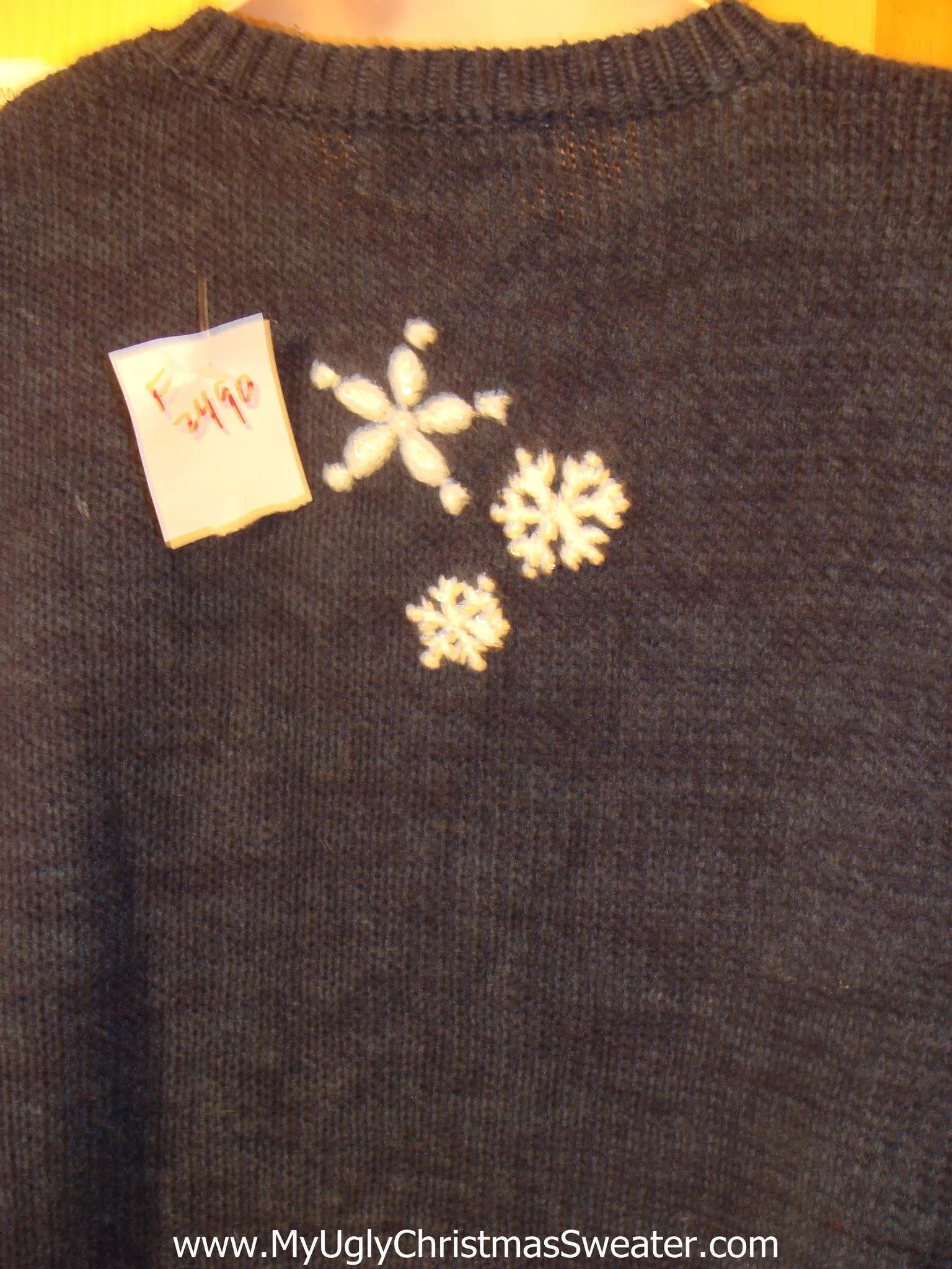 Ugly Blue Christmas Sweater Snowmen and Snowflakes