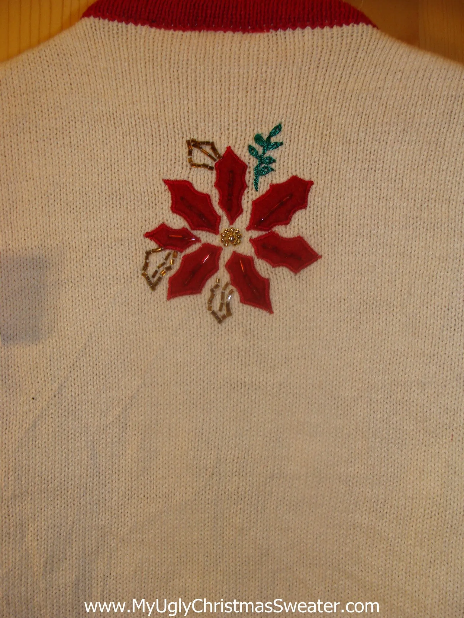 Ugly Cheap Christmas Sweater Vest Corny Pointsettias