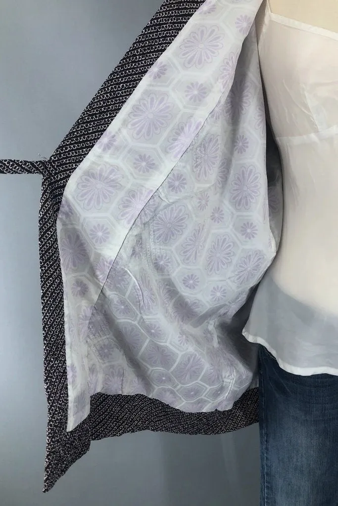 Vintage Dark Purple Brown Shibori Kimono Coat
