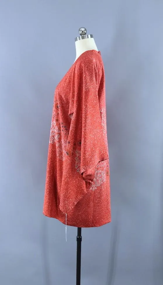 Vintage Silk Kimono Jacket - Salmon Pink