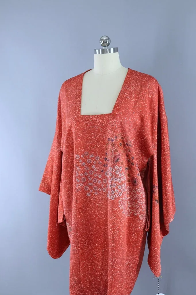 Vintage Silk Kimono Jacket - Salmon Pink