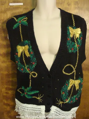 Xmas Wreaths Ugly Christmas Jumper Vest